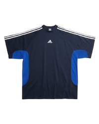 T-shirt à col rond brodé bleu marine Balenciaga