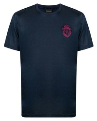 T-shirt à col rond brodé bleu marine Billionaire