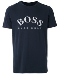 T-shirt à col rond brodé bleu marine BOSS
