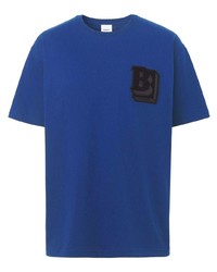 T-shirt à col rond brodé bleu marine Burberry