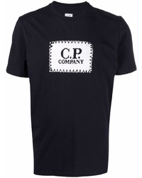 T-shirt à col rond brodé bleu marine C.P. Company