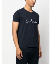 T-shirt à col rond brodé bleu marine Aspesi