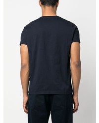 T-shirt à col rond brodé bleu marine Aspesi