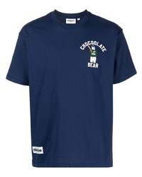 T-shirt à col rond brodé bleu marine Chocoolate