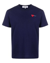 T-shirt à col rond brodé bleu marine Comme Des Garcons Play