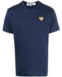 T-shirt à col rond brodé bleu marine Comme Des Garcons Play