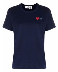 T-shirt à col rond brodé bleu marine Comme Des Garcons Play