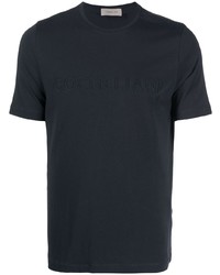 T-shirt à col rond brodé bleu marine Corneliani
