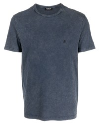 T-shirt à col rond brodé bleu marine Dondup