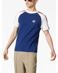 T-shirt à col rond brodé bleu marine Gucci