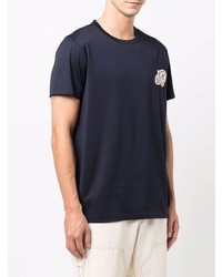 T-shirt à col rond brodé bleu marine Moncler