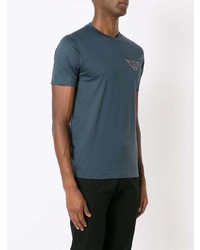 T-shirt à col rond brodé bleu marine Emporio Armani