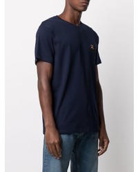 T-shirt à col rond brodé bleu marine Loewe