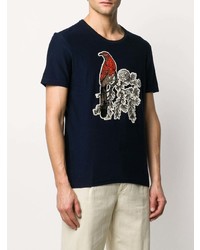 T-shirt à col rond brodé bleu marine Etro