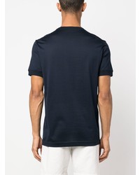 T-shirt à col rond brodé bleu marine Kiton