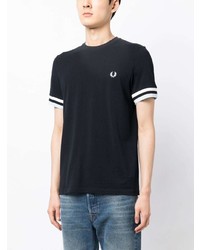 T-shirt à col rond brodé bleu marine Fred Perry