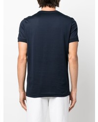 T-shirt à col rond brodé bleu marine Kiton