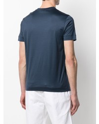 T-shirt à col rond brodé bleu marine Emporio Armani