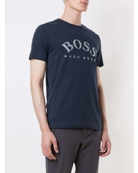 T-shirt à col rond brodé bleu marine BOSS