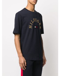 T-shirt à col rond brodé bleu marine Tommy Hilfiger