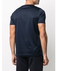 T-shirt à col rond brodé bleu marine Corneliani