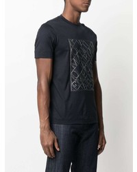 T-shirt à col rond brodé bleu marine Emporio Armani