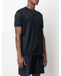 T-shirt à col rond brodé bleu marine Emporio Armani