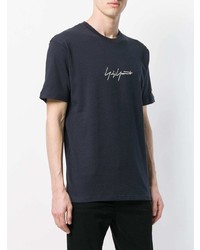 T-shirt à col rond brodé bleu marine Yohji Yamamoto