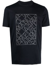 T-shirt à col rond brodé bleu marine Emporio Armani