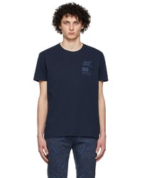 T-shirt à col rond brodé bleu marine Etro
