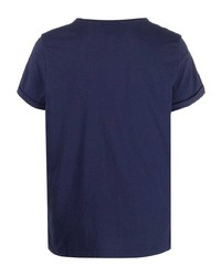 T-shirt à col rond brodé bleu marine Maison Labiche