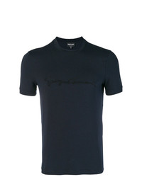 T-shirt à col rond brodé bleu marine Giorgio Armani