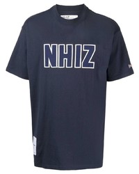 T-shirt à col rond brodé bleu marine Izzue