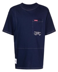 T-shirt à col rond brodé bleu marine Izzue
