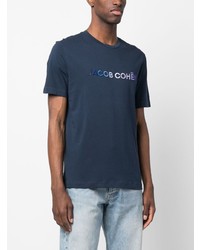 T-shirt à col rond brodé bleu marine Jacob Cohen
