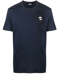 T-shirt à col rond brodé bleu marine Karl Lagerfeld