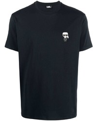 T-shirt à col rond brodé bleu marine Karl Lagerfeld