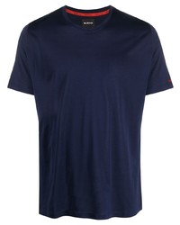 T-shirt à col rond brodé bleu marine Kiton