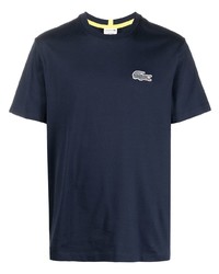 T-shirt à col rond brodé bleu marine Lacoste