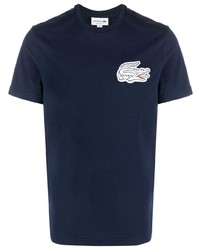 T-shirt à col rond brodé bleu marine Lacoste