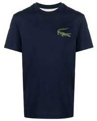 T-shirt à col rond brodé bleu marine Lacoste