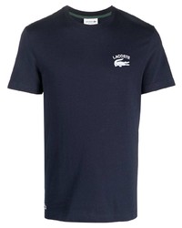 T-shirt à col rond brodé bleu marine Lacoste