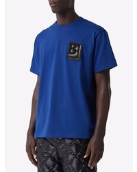 T-shirt à col rond brodé bleu marine Burberry