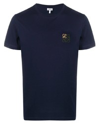 T-shirt à col rond brodé bleu marine Loewe