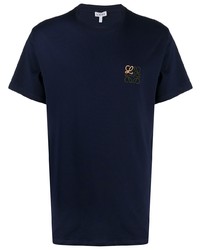 T-shirt à col rond brodé bleu marine Loewe