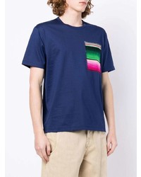 T-shirt à col rond brodé bleu marine Junya Watanabe MAN