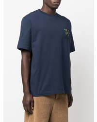 T-shirt à col rond brodé bleu marine Kenzo