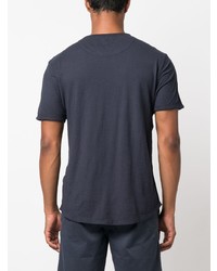 T-shirt à col rond brodé bleu marine Sun 68