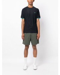 T-shirt à col rond brodé bleu marine Fred Perry