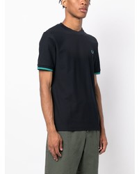 T-shirt à col rond brodé bleu marine Fred Perry